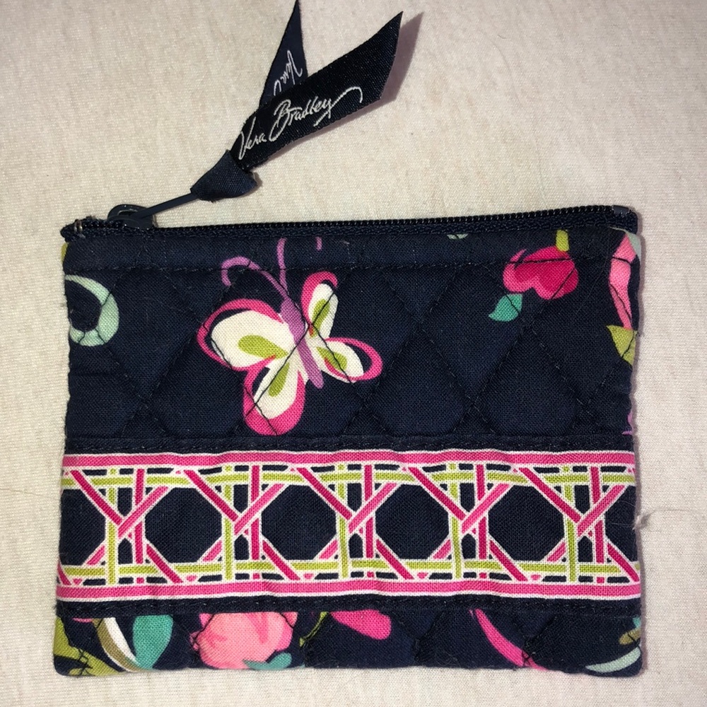 Blue floral butterfly Vera Bradley zip pouch
